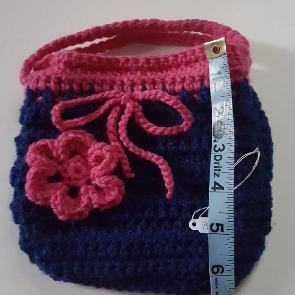 Girls Hand Crocheted Small Flower Hand Purse